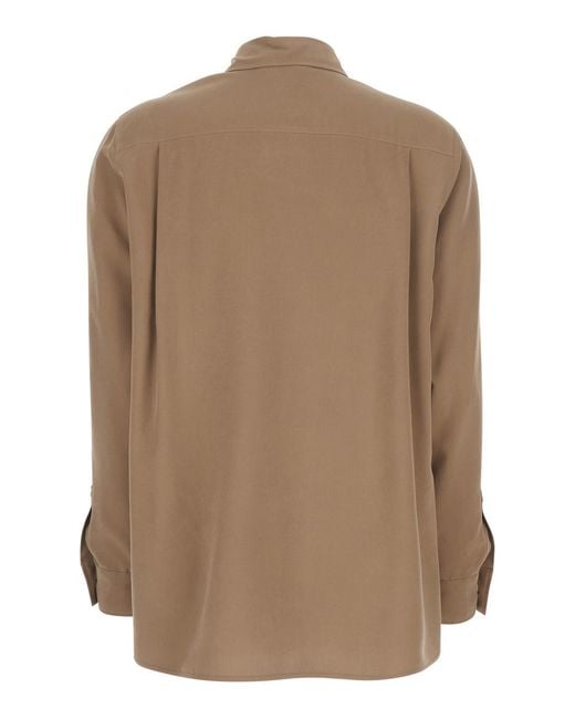 Max Mara Brown Shirt Silk Blouses