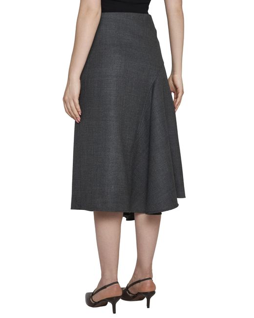 Brunello Cucinelli Gray Wool Midi Skirt