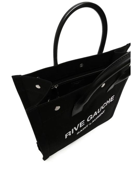 Saint Laurent Black Rive Gauche Logo Tote Bag