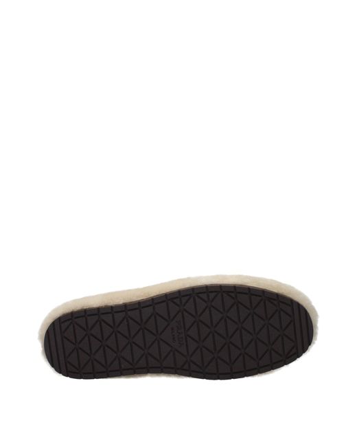 Prada Natural Slides And Clogs Fur/Travertine