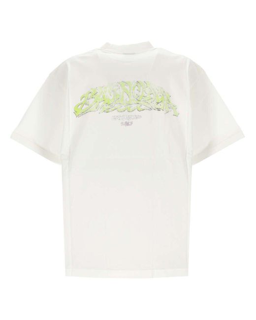 Balenciaga White Logo Printed Crewneck T-Shirt