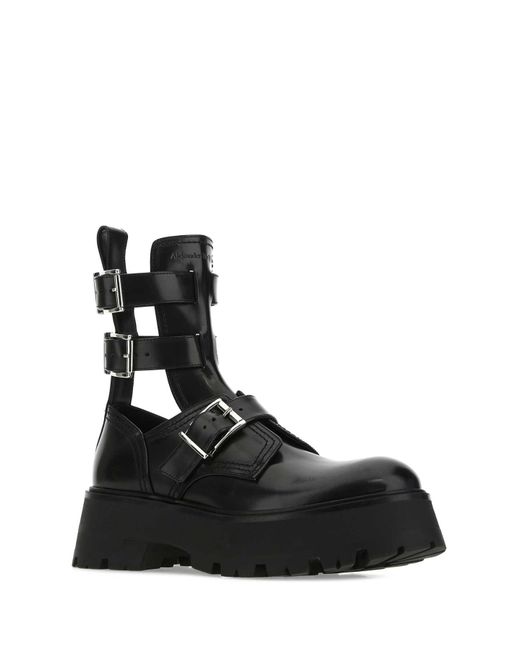 Alexander McQueen Black Rave Buckle Boots