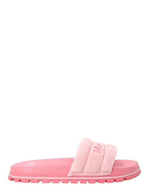Marc Jacobs Rubber Logo Embroidery Slides in Pink | Lyst