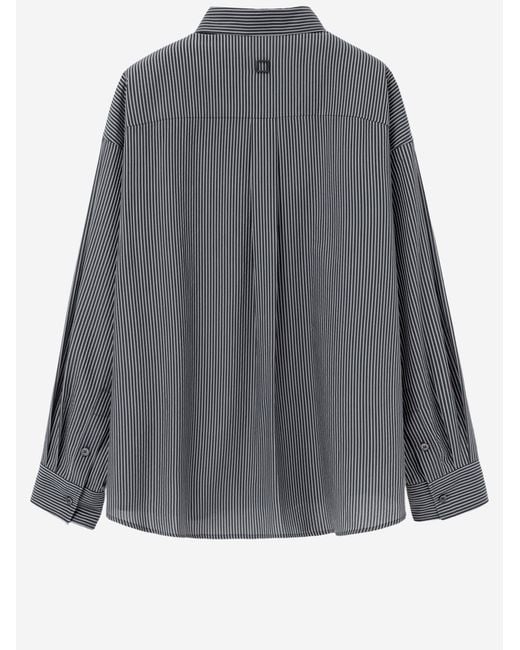 Wooyoungmi Gray Cotton-Blend Striped Shirt Cupro for men