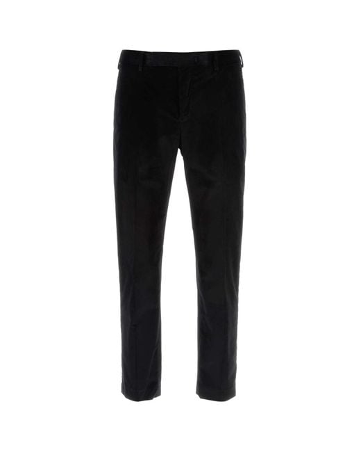PT Torino Black Stretch Corduroy Pant for men
