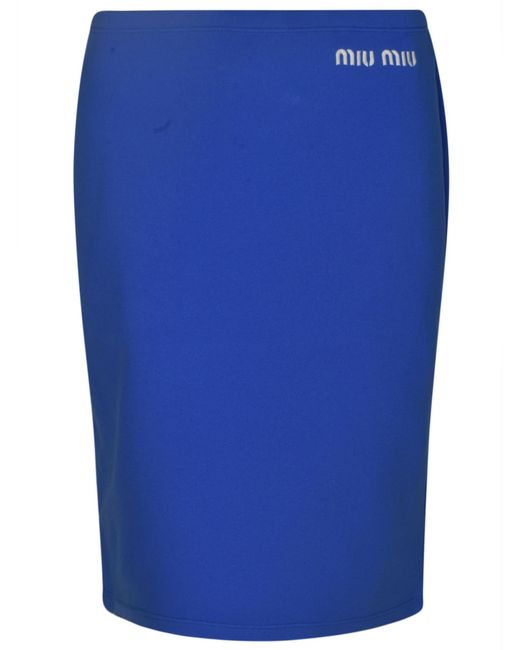 Miu Miu Blue Logo Detail Skirt