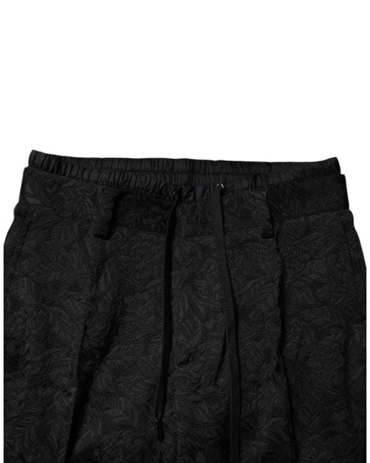 Dolce & Gabbana Black Brocade Polyester Skinny Dress Pants for men