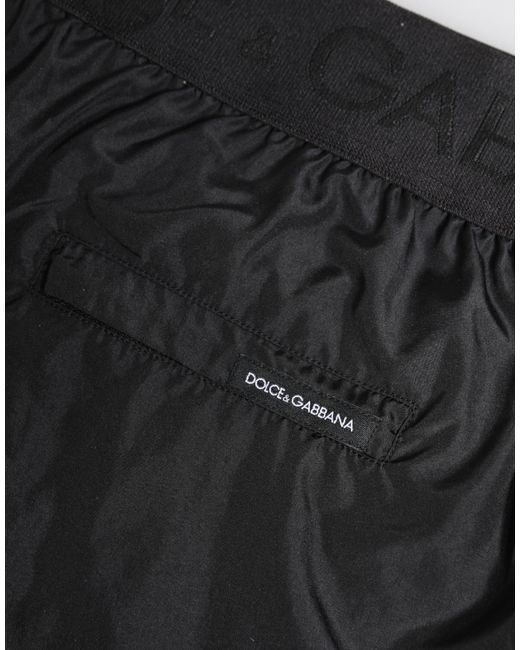 Dolce & Gabbana Black Logo Print Beachwear Men Shorts Swimwear for men