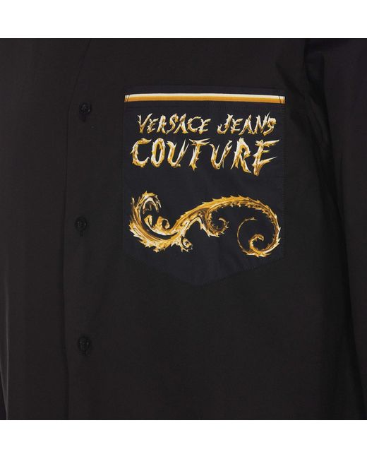 Versace Jeans Couture Black Chrome Couture-Printed Poplin Shirt for men