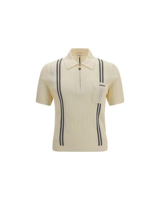 Versace Natural Beige Cotton Polo Shirt for men