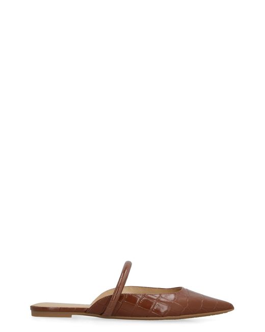 MICHAEL Michael Kors Jessa Flex Leather Pointy-toe Mules in Brown | Lyst