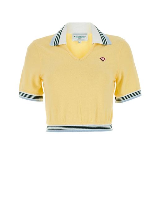 Casablancabrand Yellow Cropped Polo Shirt