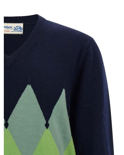 Ballantyne Blue Argyle Pattern Sweater for men