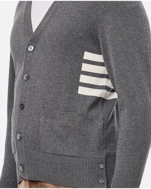 Thom Browne Gray Cardigan V-Neck for men