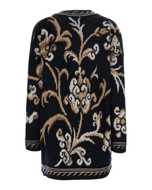 Etro Black Cardigan V-Neck Wool Tops