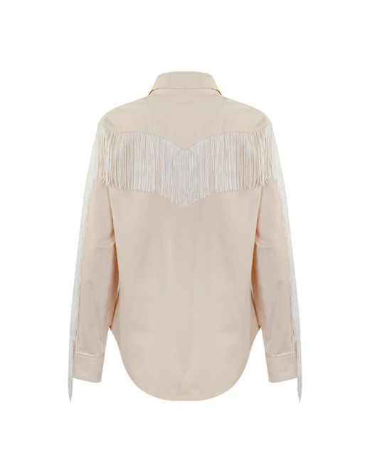 Pinko Natural Wolf Shirt With Fringes