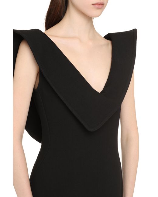 Bottega Veneta Black Midi Dress Cotton Blend Viscose