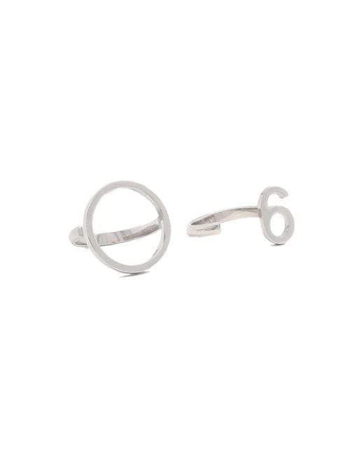 Maison Margiela White 6 Logo Set Of 2 Rings