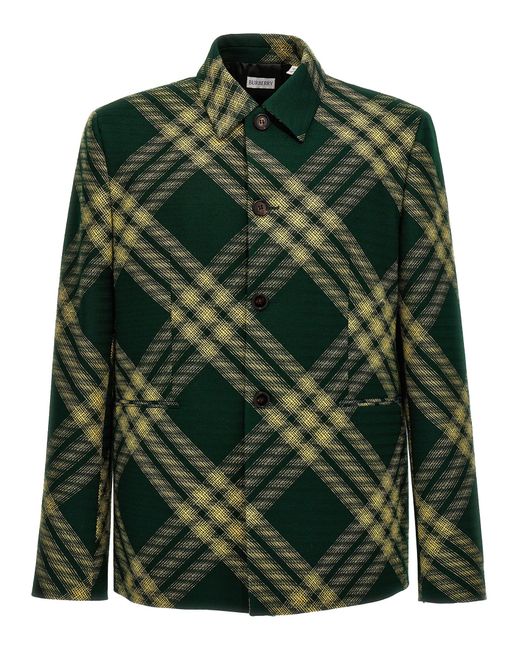 Burberry Green Check Wool Tailored Blazer for men