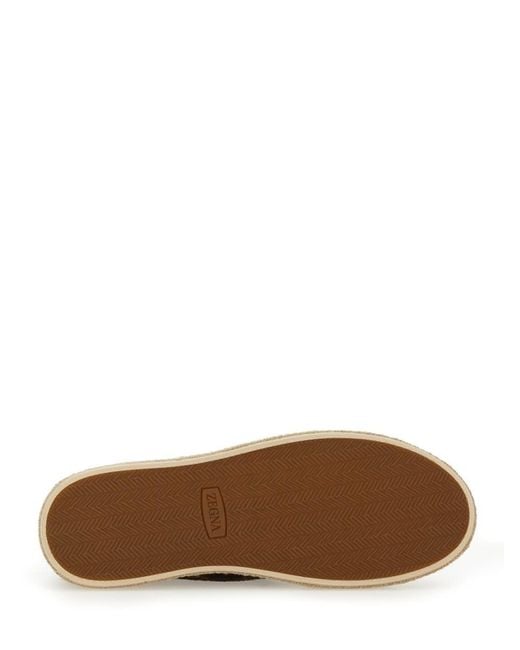 Zegna Brown Leather Espadrille for men