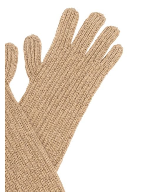 Moschino Natural Two-Tone Ribbed Long Gloves Accessories