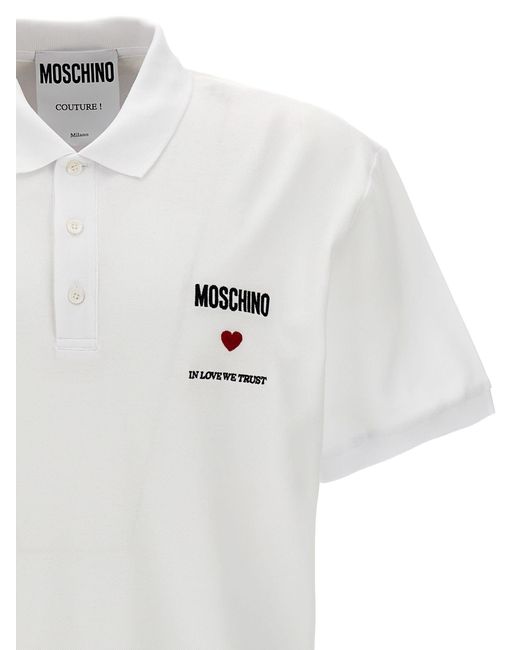 Moschino White In Love We Trust Polo for men