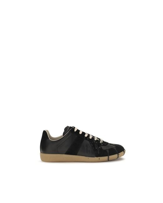 Maison Margiela Black Suede Leather Athletic Sneakers for men