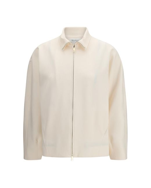 Max Mara Pure White Mxppala Jacket Scuba Jersey Polyamide; Elastane
