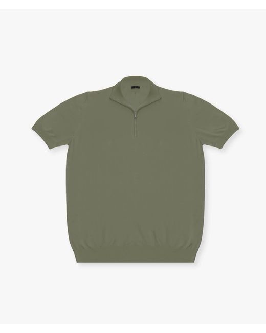 Larusmiani Green High Neck T-Shirt With Zip Sweater for men