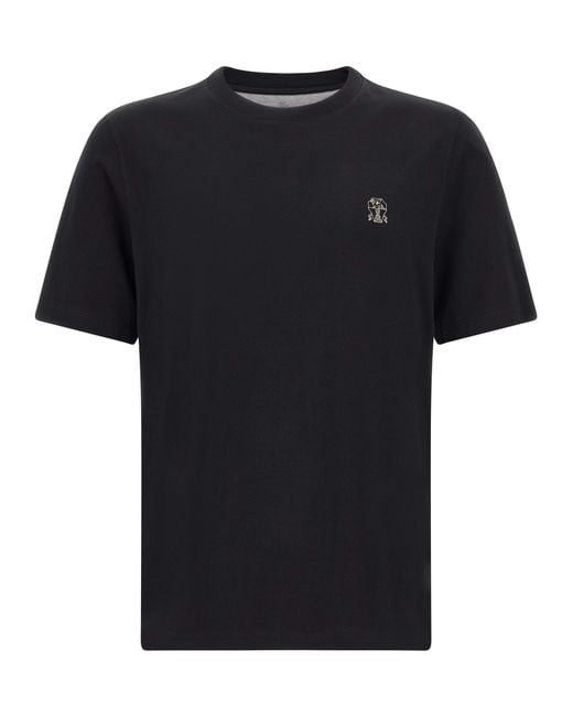 Brunello Cucinelli Black Cotton T-Shirt for men