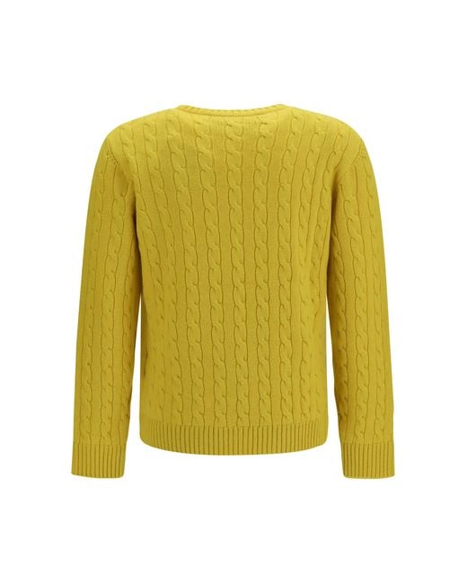 Valentino Yellow Vlogo Cable-Knit Cashmere Sweater Kashmir/Capra Hircus for men