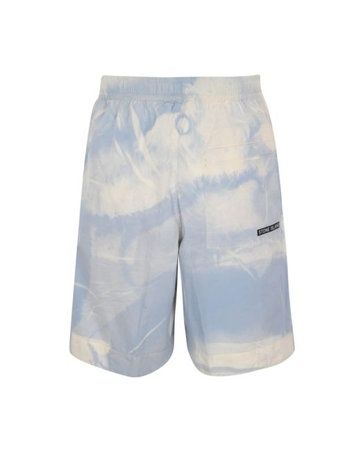 Stone Island Blue Bermuda Shorts In Stretch Cotton L0695 for men