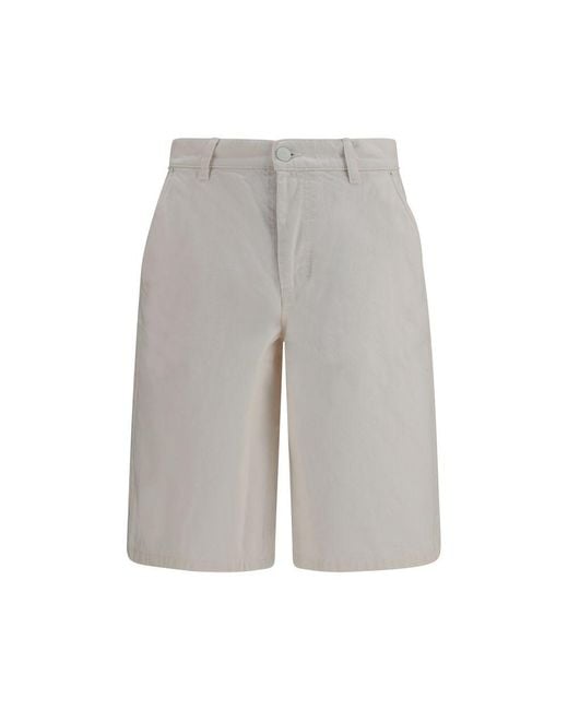 AMI Gray White Cotton Bermuda Shorts for men