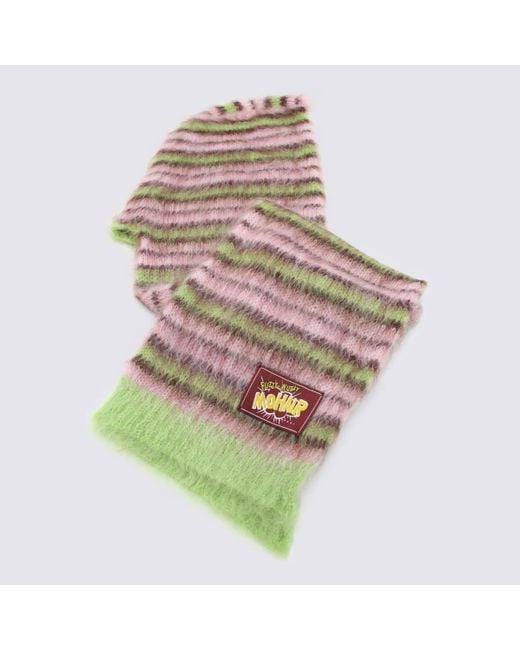 Marni Green And Striped Mohair Blend Hat
