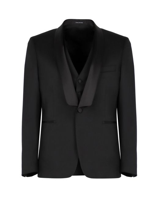 Tagliatore Black Three-Piece Wool Suit for men
