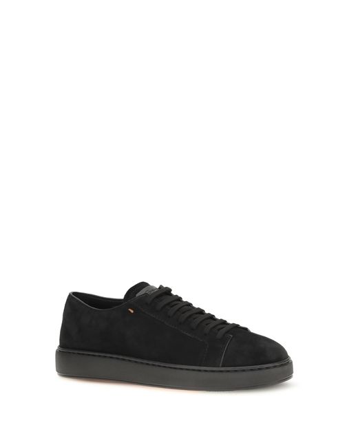 Santoni Black Suede Sneakers for men