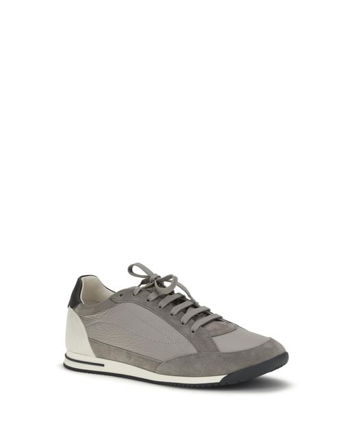 Brunello Cucinelli White Deer And Suede Sneakers for men