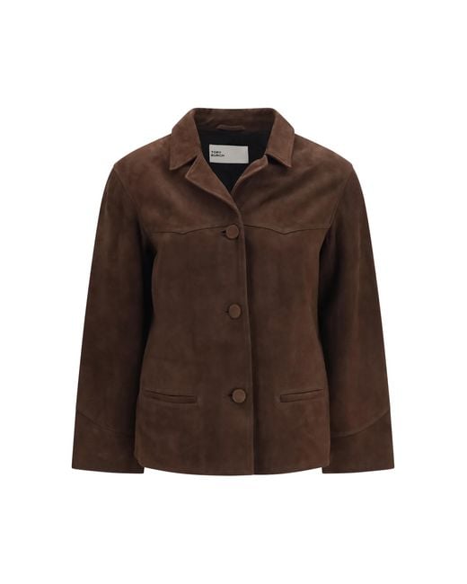 Tory Burch Brown Suede Jacket Goatskin/Hircus Goatskin Blazers & Vests