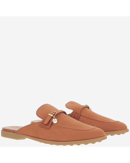 Tod's Brown Leather Sabots Nubuck Shoe