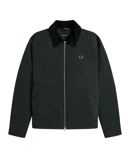 Fred Perry Black Logo Caban Jacket Cotton for men