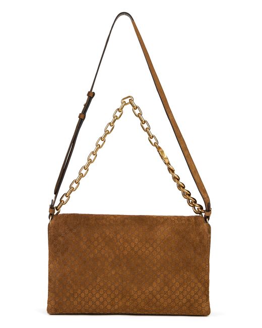 Gucci Brown Shoulder Bag Suede Calfskin Handbags