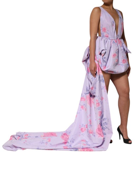 Philosophy Di Lorenzo Serafini White Multicolor Floral Runway Maxi Dress