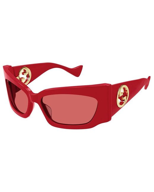 Gucci Red Sunglasses Geometric Full Rim, Frame And Lens Gg1412S004