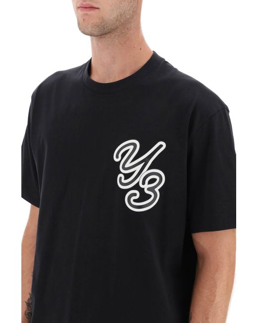 Y-3 Black Logo Print T Shirt for men