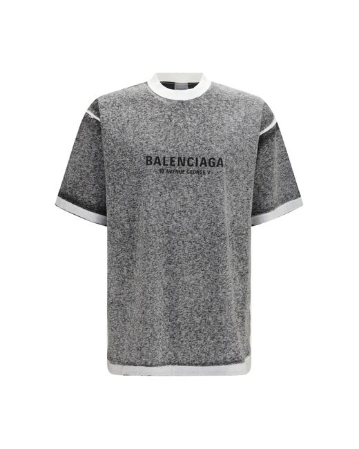 Balenciaga Gray Oversized Mélange T-Shirt for men