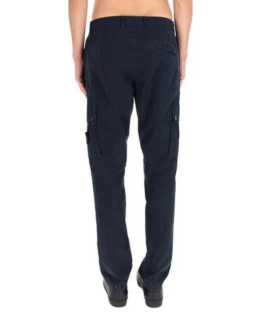 Stone Island Black Cargo Pants With Logo Patch Cotton Trousers for men