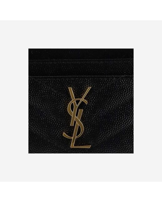 Saint Laurent Black Card Holder Cassandre Matelassé Leather Wallets & Purses