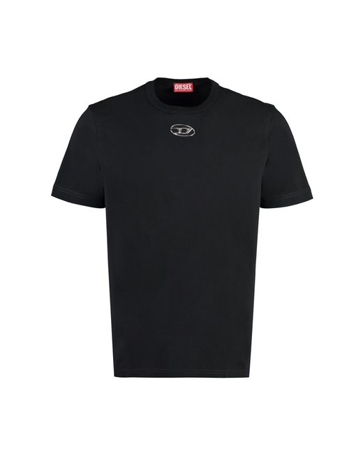 DIESEL Just Black Crewneck T-shirt With Logo Detail In Cotton for men