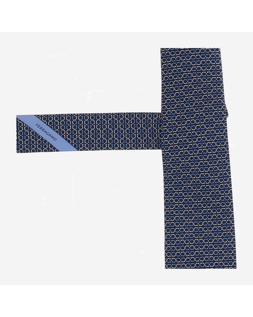 Ferragamo Blue Silk Tie Ties & Bow for men