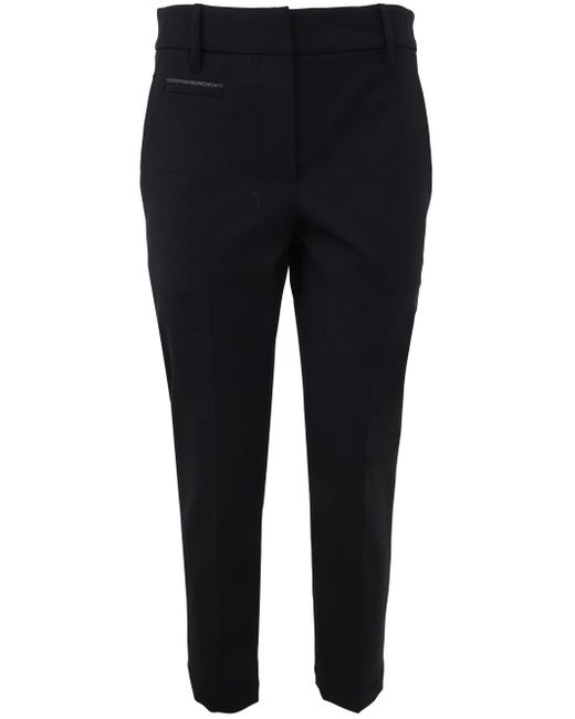 Brunello Cucinelli Black Mid Rise Cropped Trousers